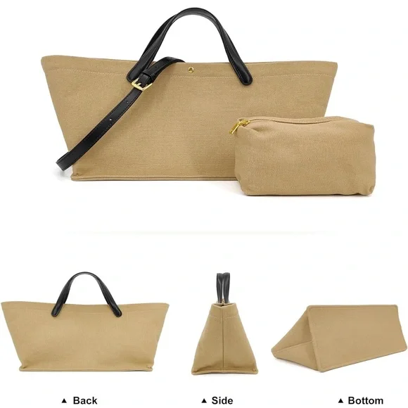 Elegant Tan Canvas Tote Bag - Picture 6 of 6